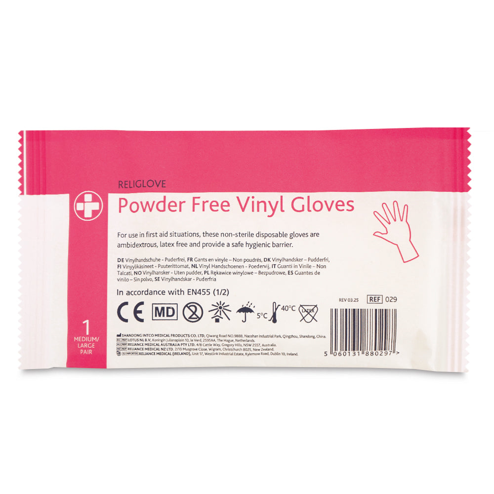 Religlove Vinyl Powder-Free Gloves - Medium - Pair - G&M Medical Supply