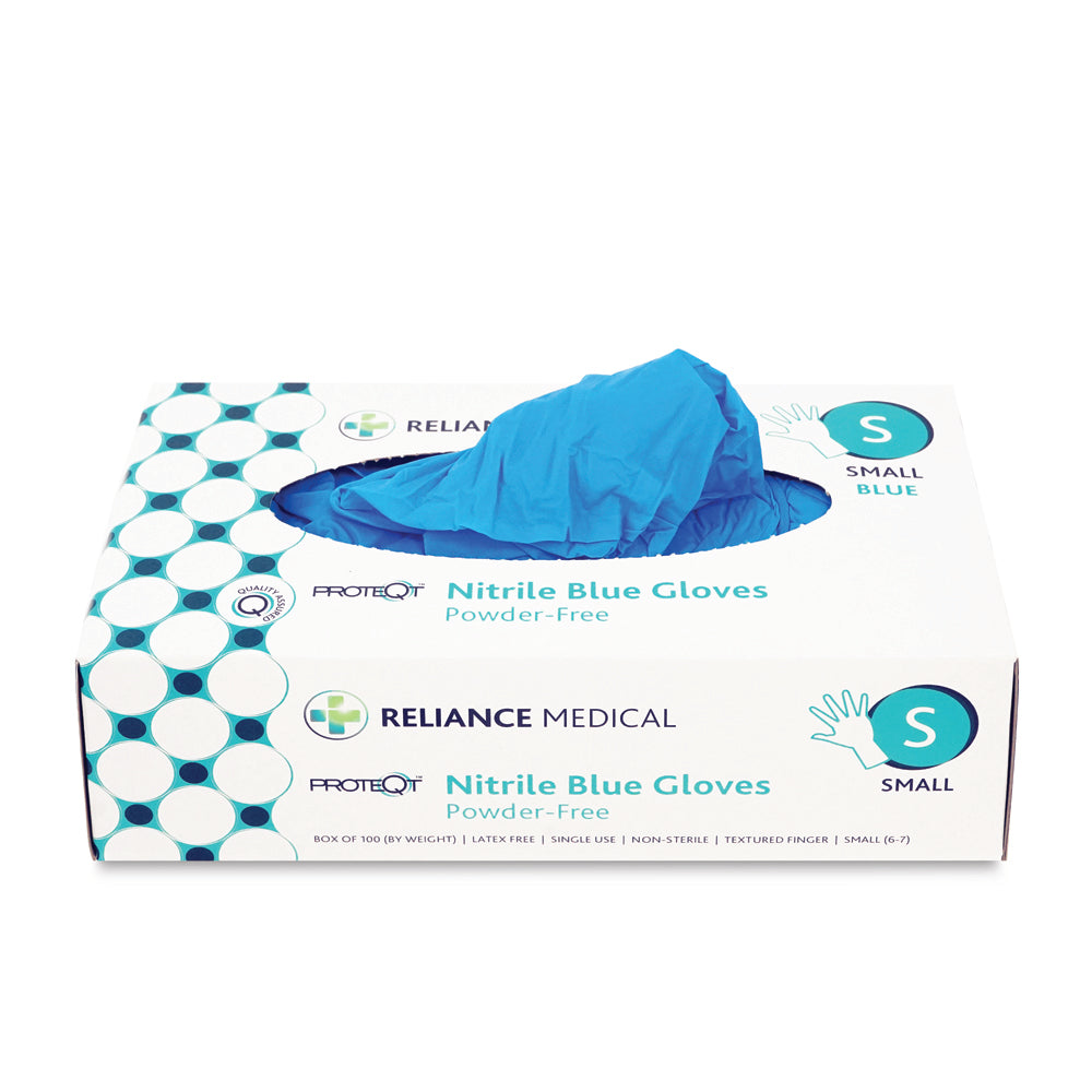 PROTEQT Nitrile Examination Gloves - Small - Box of 100 - G&M Medical Supply