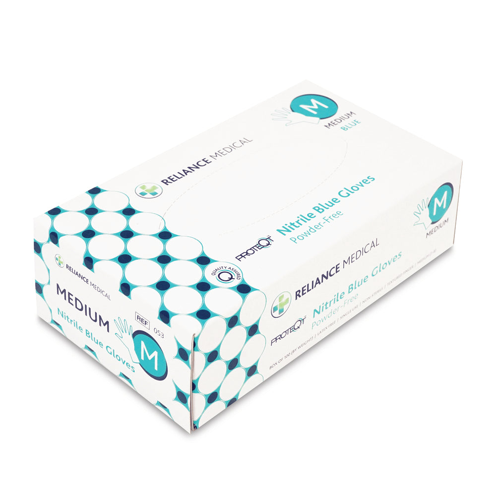 PROTEQT Nitrile Examination Gloves - Medium - Box of 100 - G&M Medical Supply