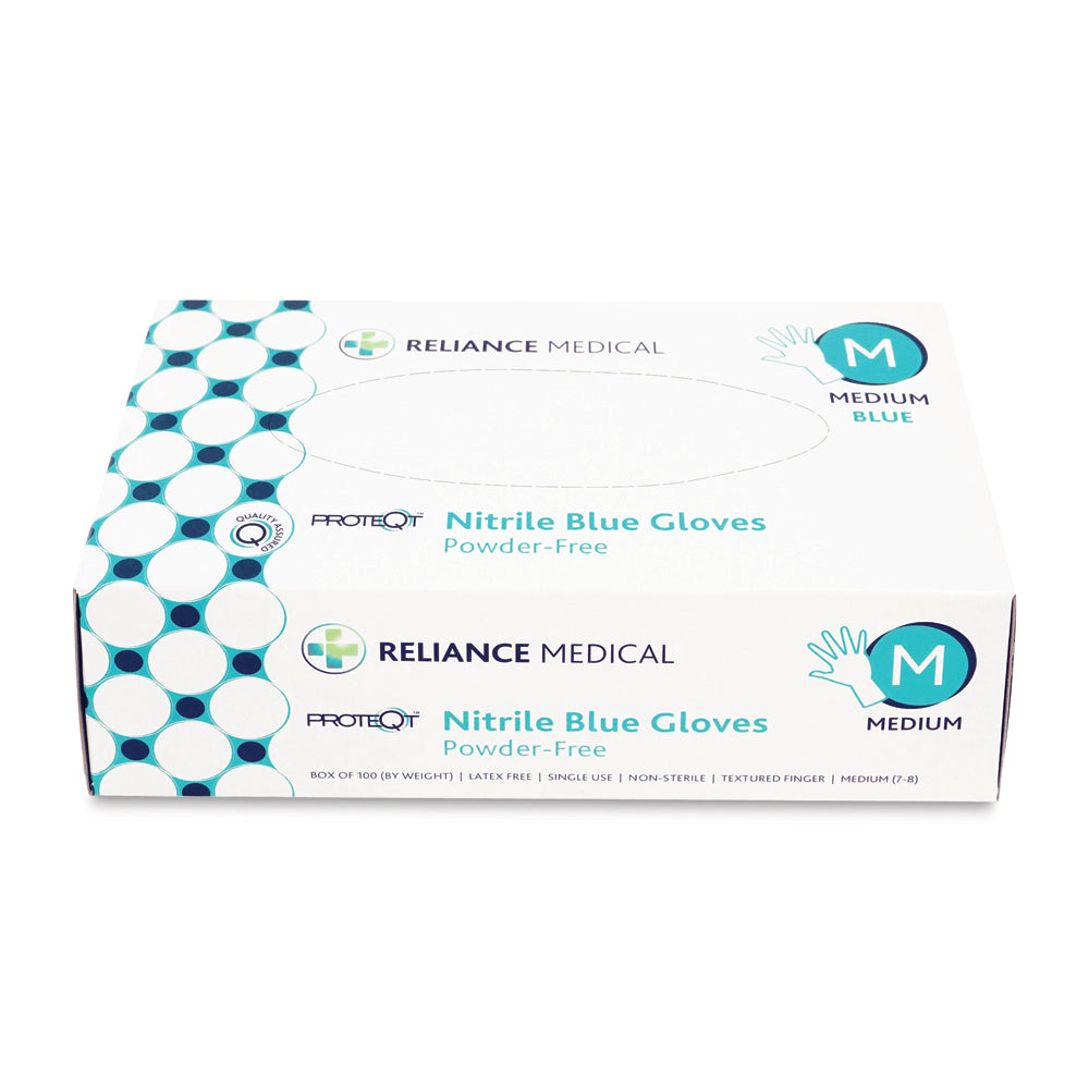 PROTEQT Nitrile Examination Gloves - Medium - Box of 100 - G&M Medical Supply