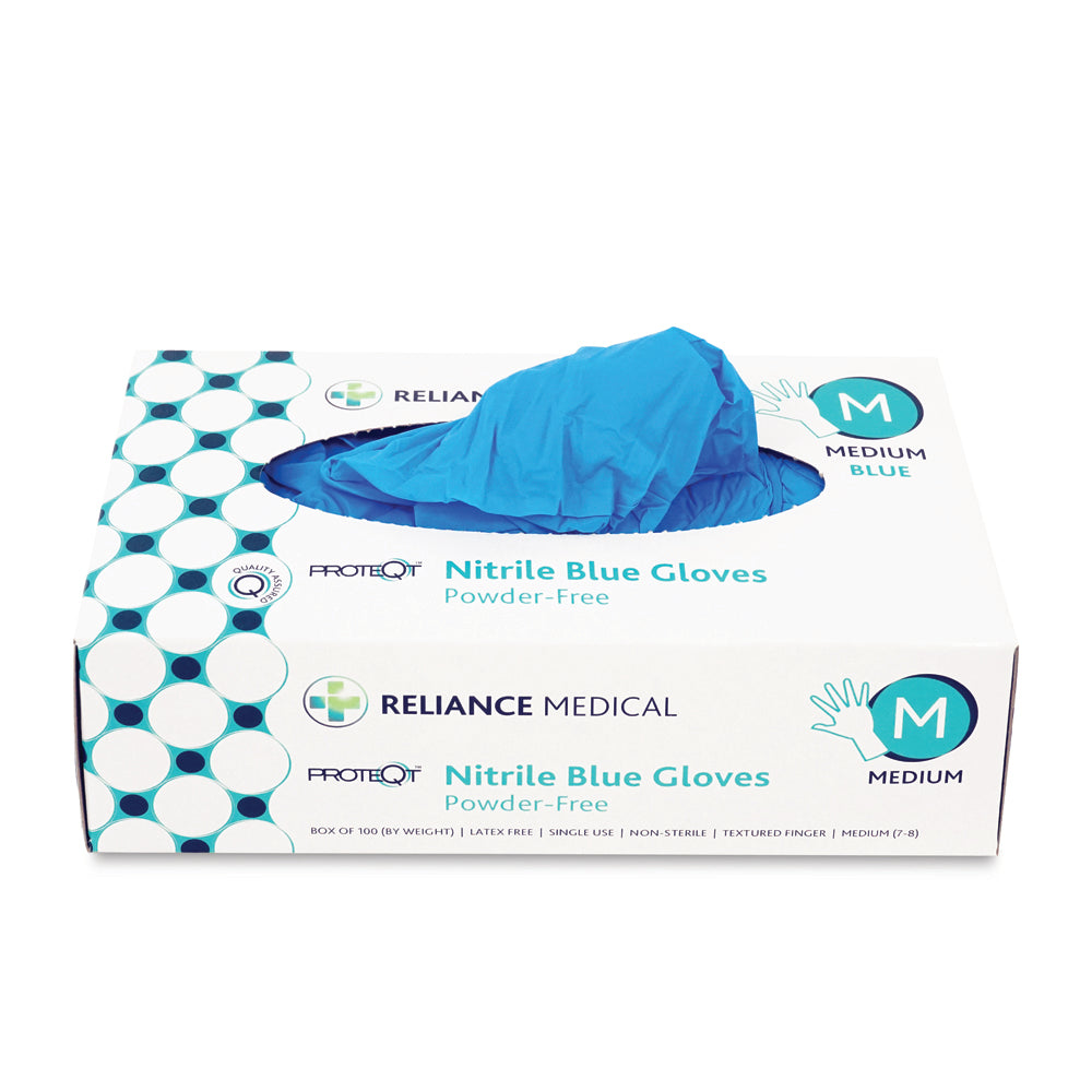 PROTEQT Nitrile Examination Gloves - Medium - Box of 100 - G&M Medical Supply