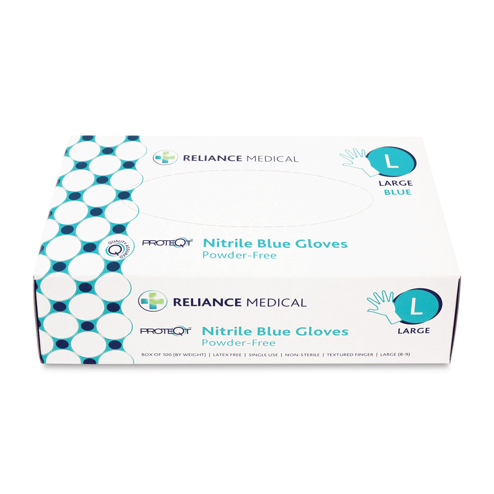 PROTEQT Nitrile Examination Gloves - Large - Box of 100 - G&M Medical Supply