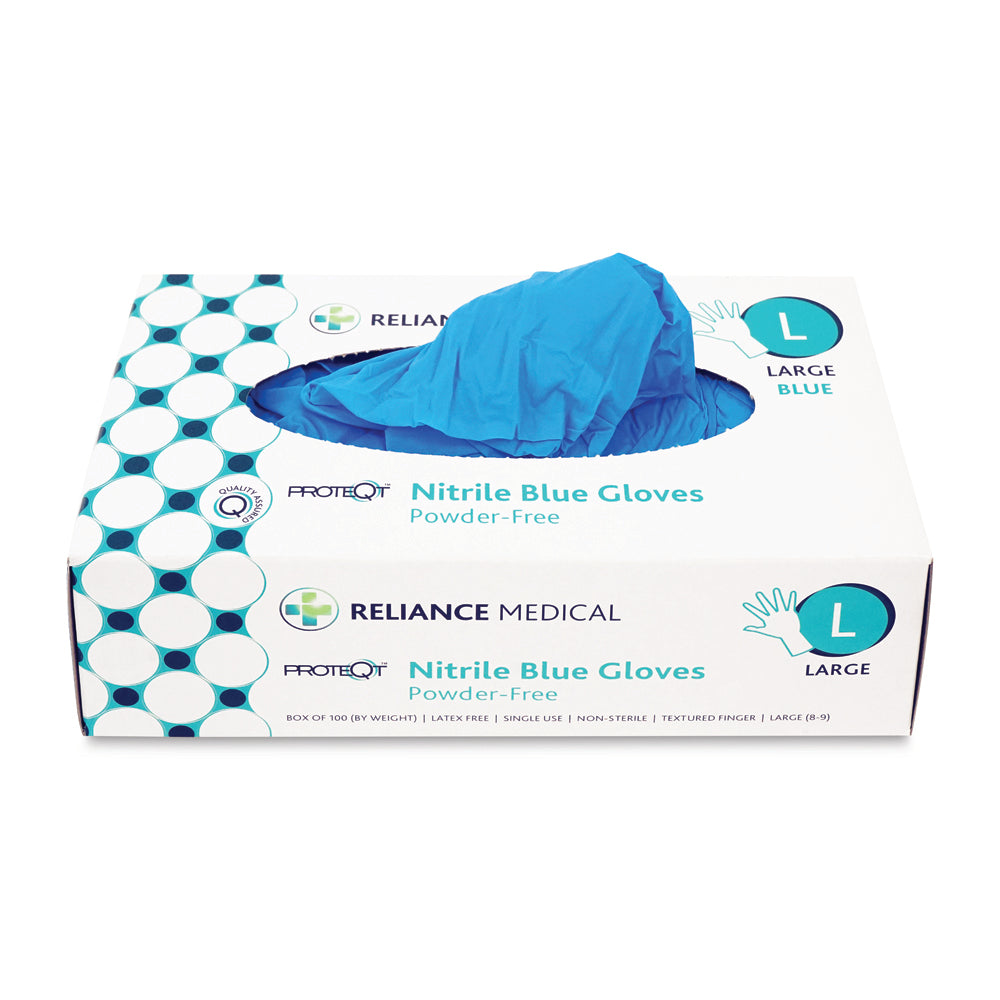 PROTEQT Nitrile Examination Gloves - Large - Box of 100 - G&M Medical Supply