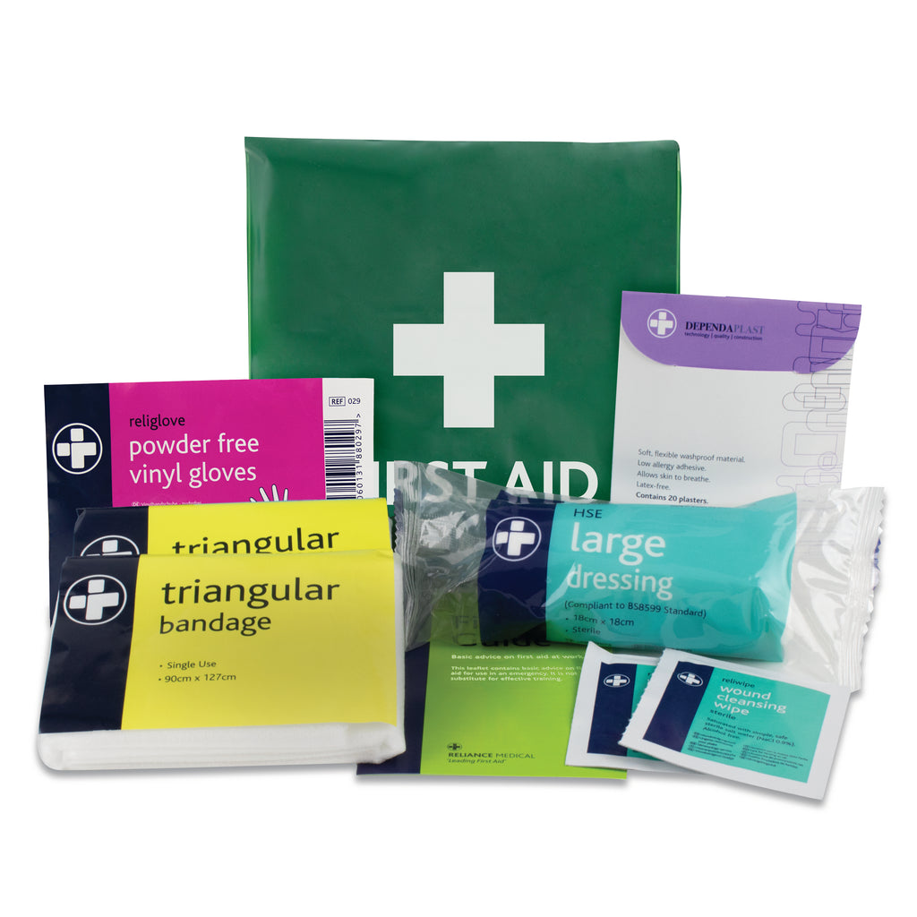 HSE 1 Person First Aid Kit - Vinyl Pouch - One Size - Green - G&M Medical Supply