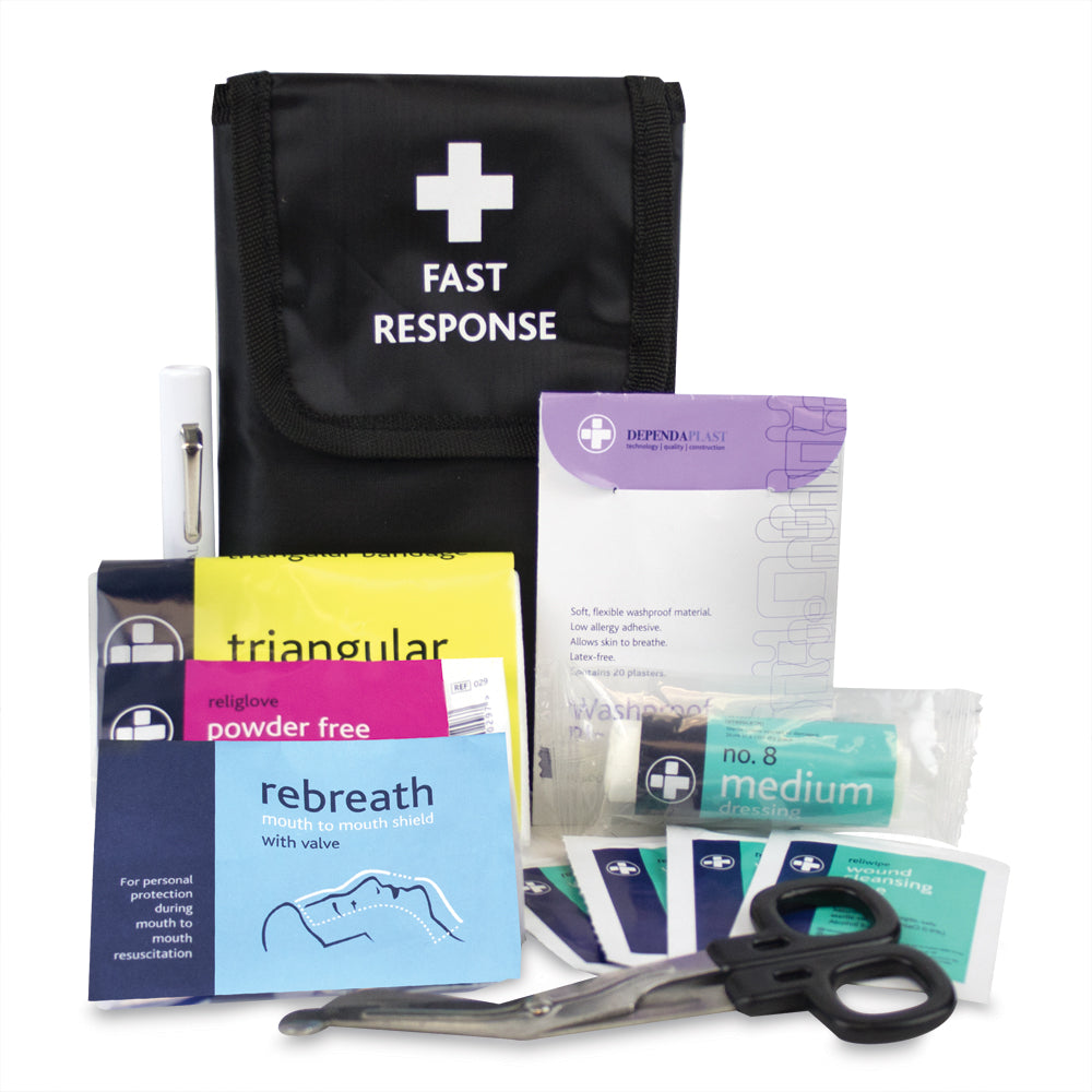 Fast Response First Aid Kit - 1 Person - Belt Wallet - One Size - Black - G&M Medical Supply