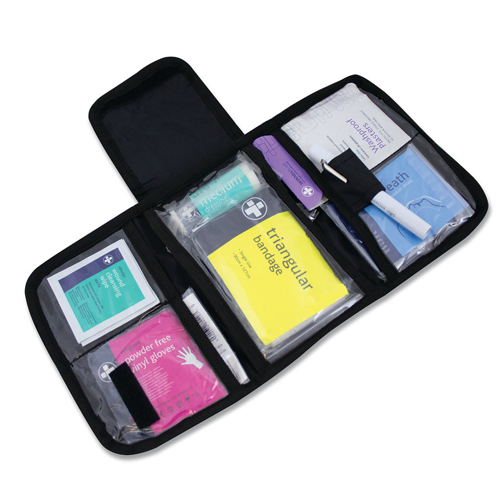 Fast Response First Aid Kit - 1 Person - Belt Wallet - One Size - Black - G&M Medical Supply