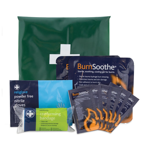 Burns First Aid Kit - Vinyl Pouch - One Size - Green - G&M Medical Supply
