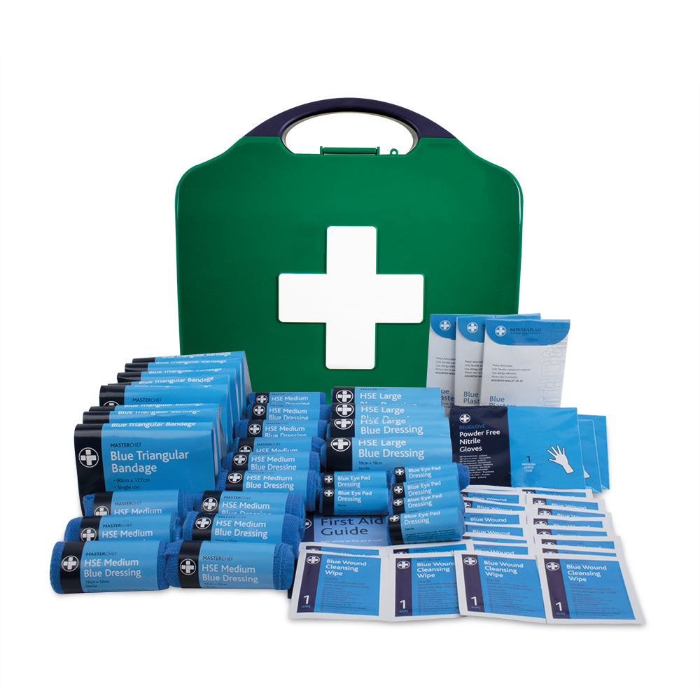 Masterchef Catering HSE 50 Person First Aid Kit - Aura3 Box - Large - Green - G&M Medical Supply