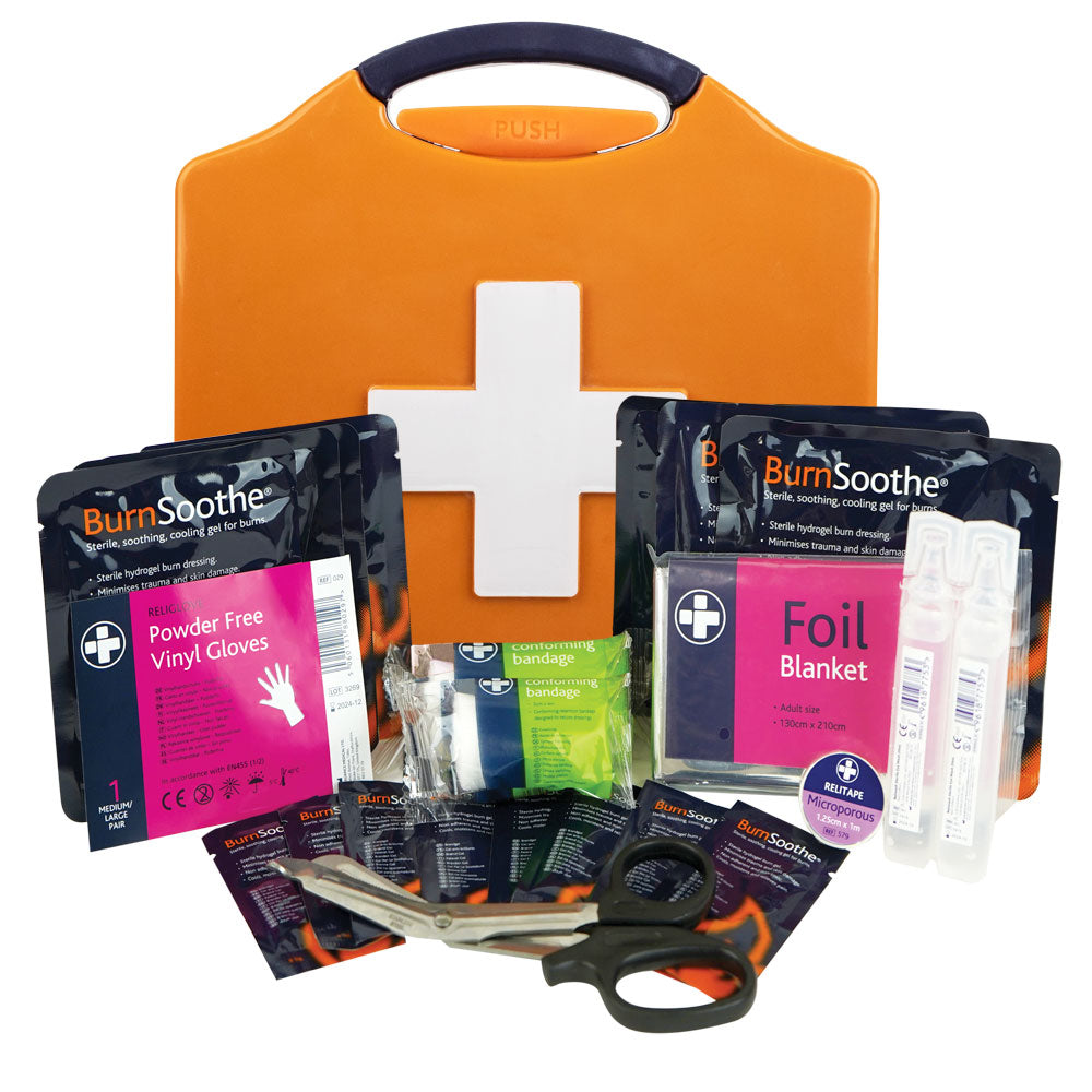 Burns First Aid Kit - Compact Aura Box - Large - Orange - G&M Medical Supply