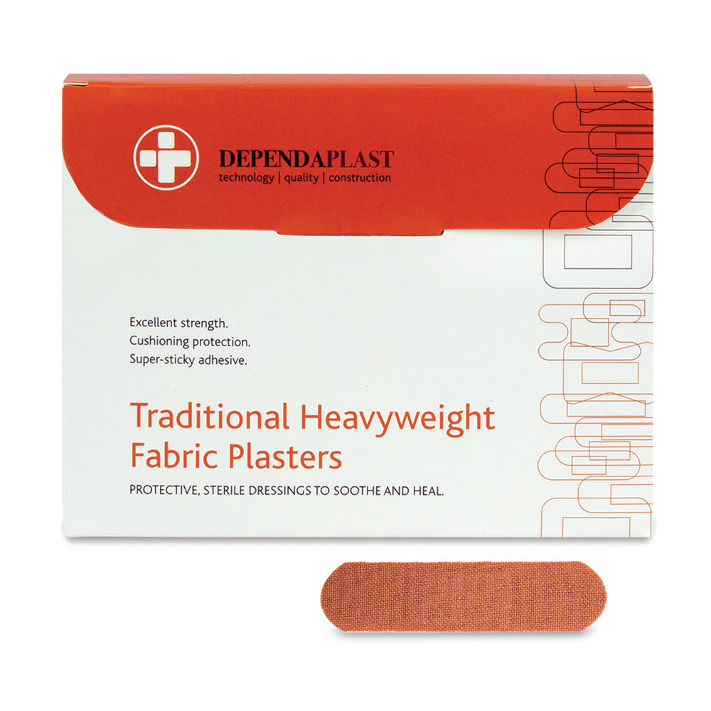 Dependaplast - Traditional Heavyweight Fabric Plasters - 7.5cm x 2.5cm   - Pink - Box of 100 - G&M Medical Supply