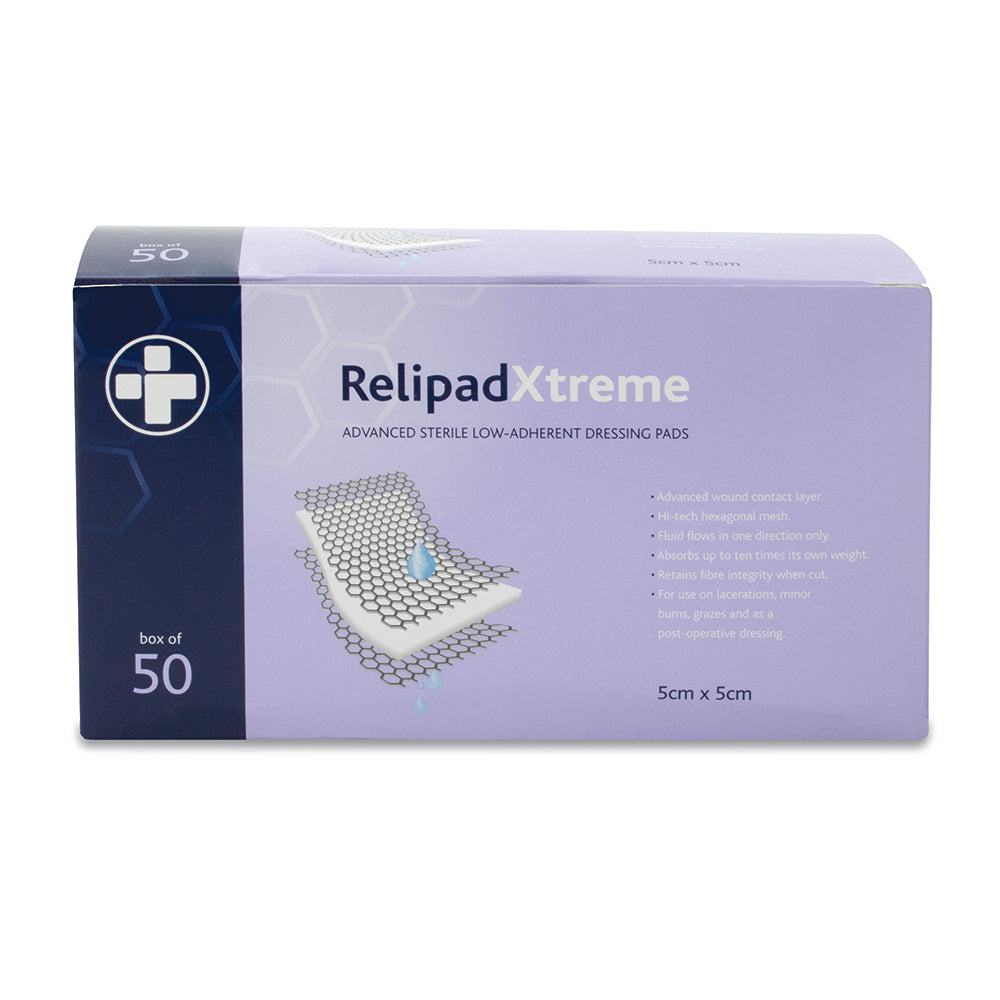 Relipad Xtreme Low Adherent Dressing Pads - 5cm x 5cm - G&M Medical Supply