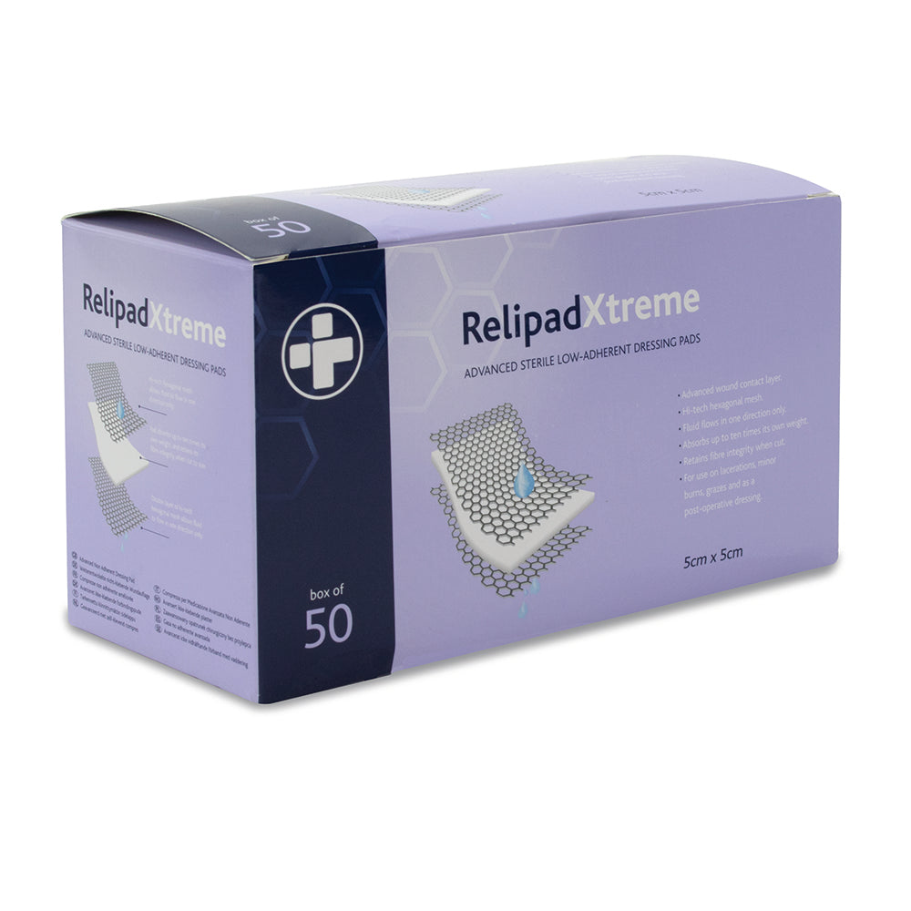 Relipad Xtreme Low Adherent Dressing Pads - 5cm x 5cm - G&M Medical Supply