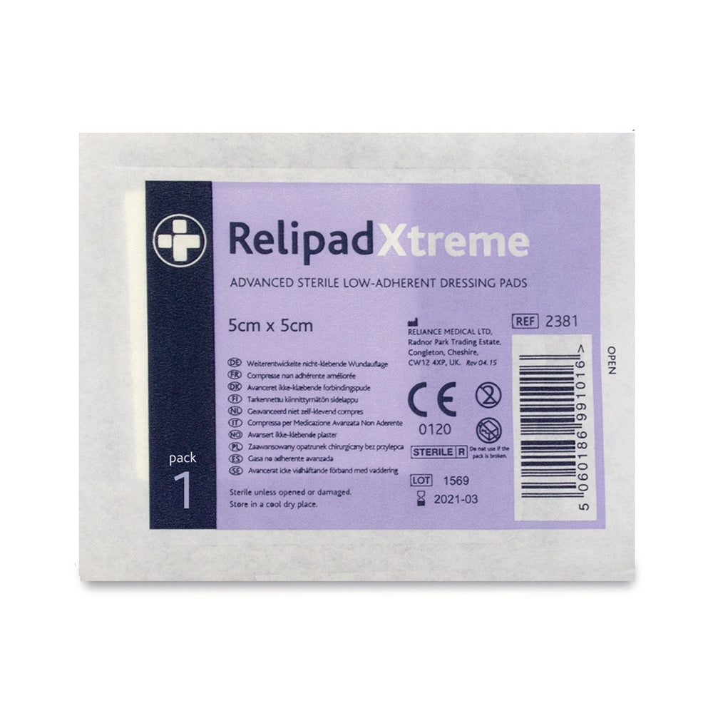 Relipad Xtreme Low Adherent Dressing Pads - 5cm x 5cm - G&M Medical Supply
