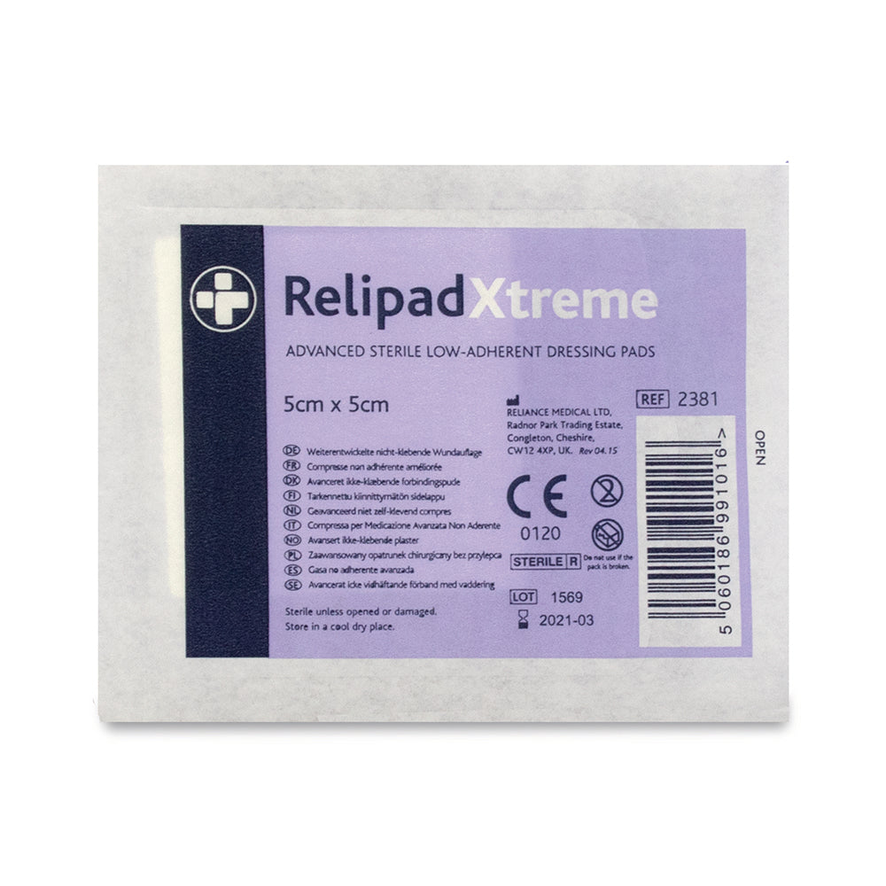 Relipad Xtreme Low Adherent Dressing Pads - 5cm x 5cm - G&M Medical Supply