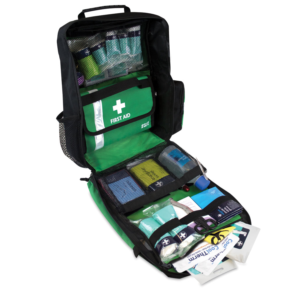 Child Care BS8599-1 First Aid Kit - School Trip - Rucksack - Green - G&M Medical Supply