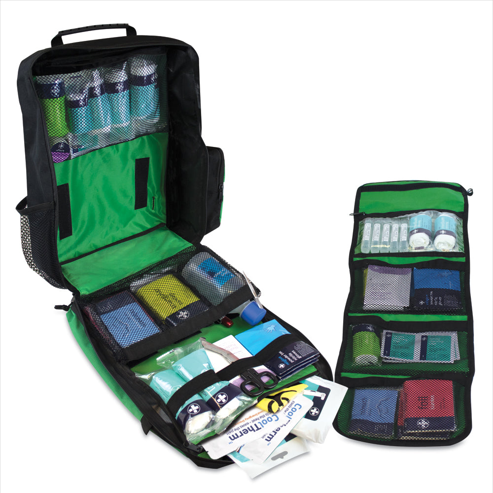 Child Care BS8599-1 First Aid Kit - School Trip - Rucksack - Green - G&M Medical Supply