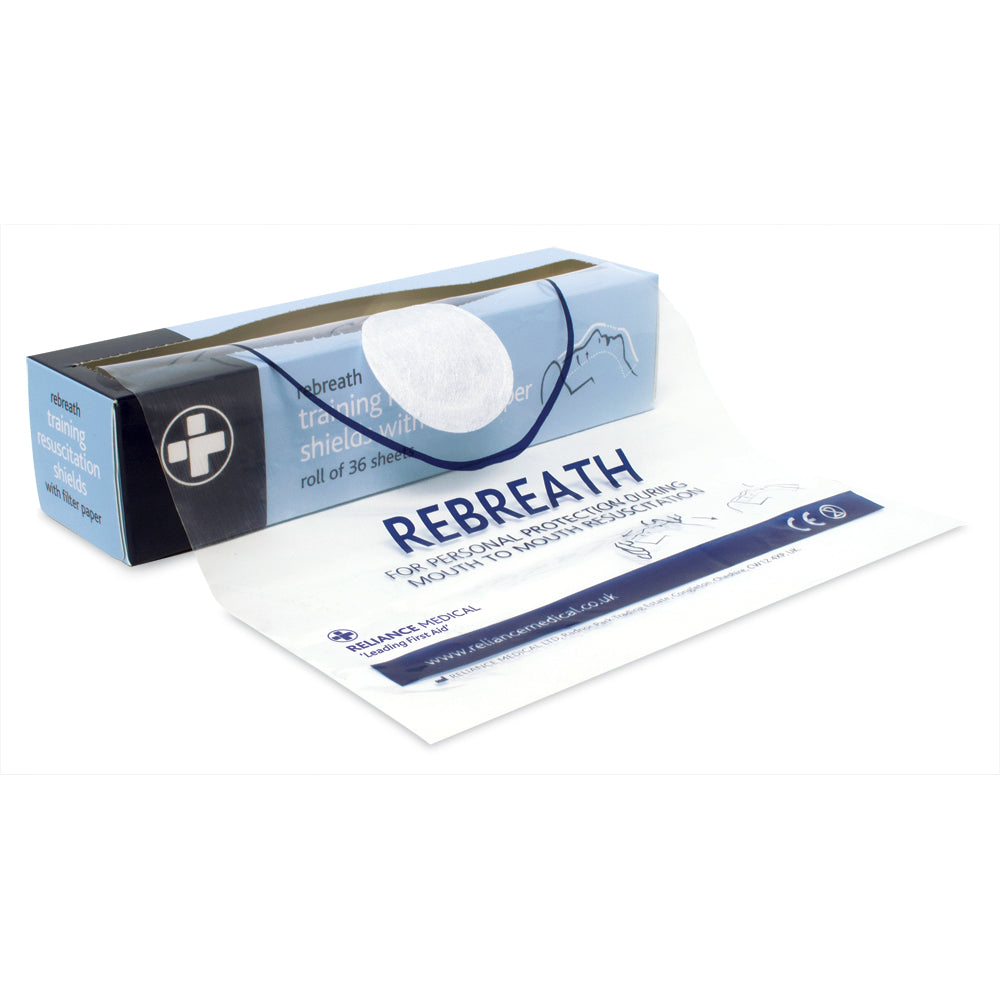 Rebreath Training Resuscitation Shields with Filter Paper - Roll of 36 Sheets - G&M Medical Supply