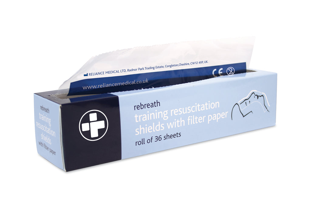 Rebreath Training Resuscitation Shields with Filter Paper - Roll of 36 Sheets - G&M Medical Supply