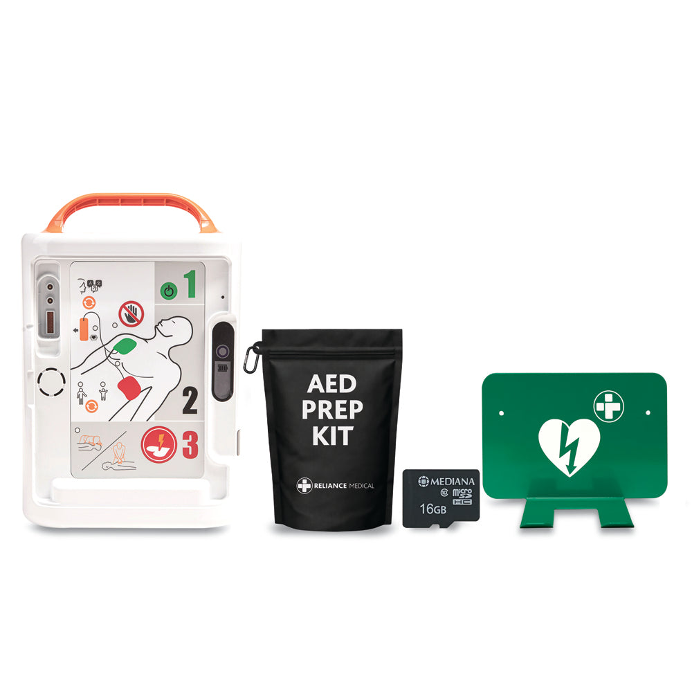 Mediana A16 Pro HeartOn Semi Automatic Defibrillator Bundle Including Bracket, Prep Kit & SD Card - G&M Medical Supply