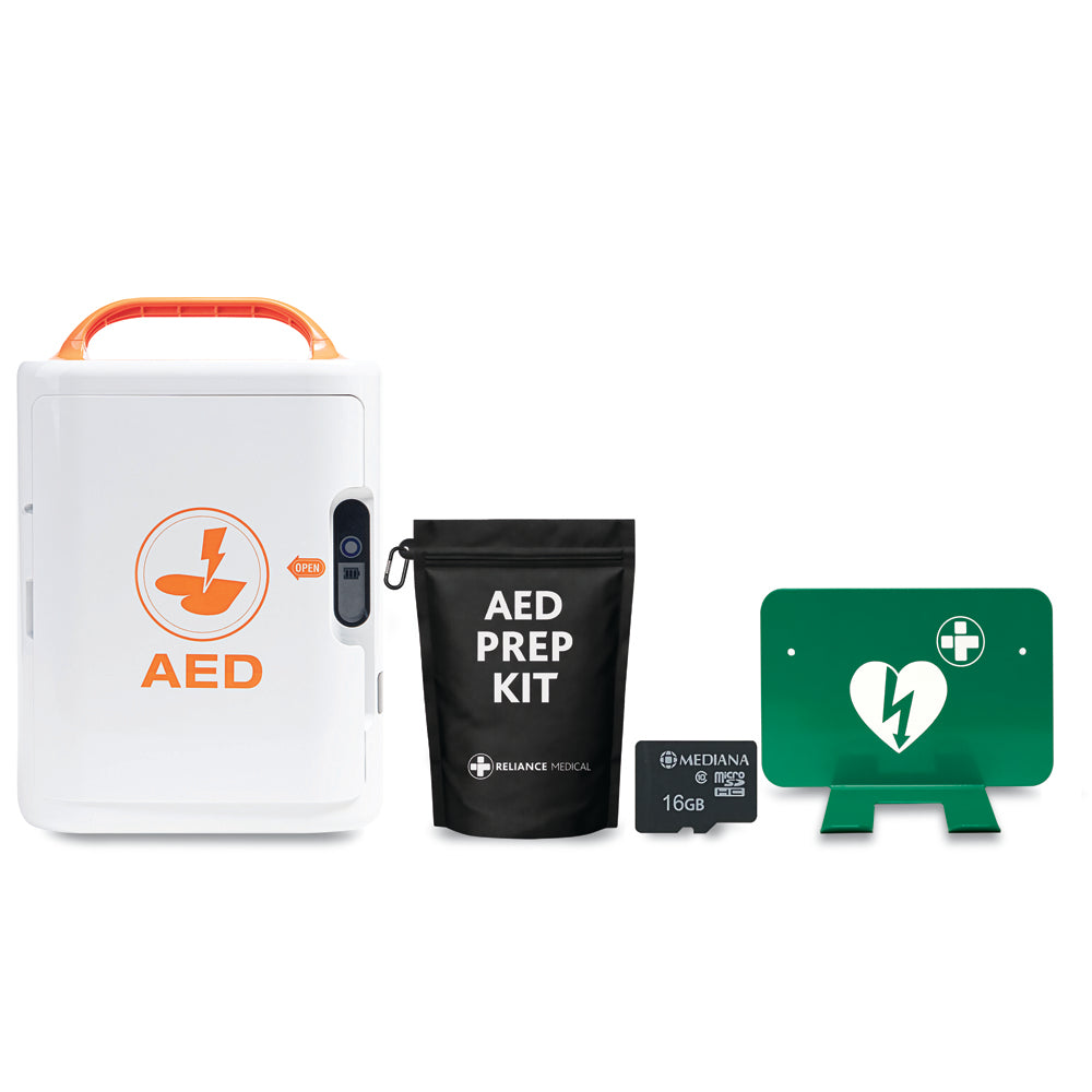 Mediana A16 Pro HeartOn Fully Automatic Defibrillator Bundle Including Bracket, Prep Kit & SD Card - G&M Medical Supply