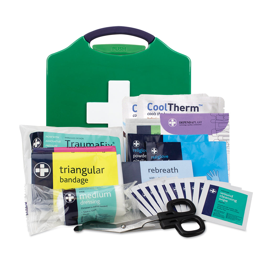 Motokit BS8599-1:2019 & BS8599-2:2014 First Aid Kit - Medium - Aura3 Box - XSmall - Green - G&M Medical Supply