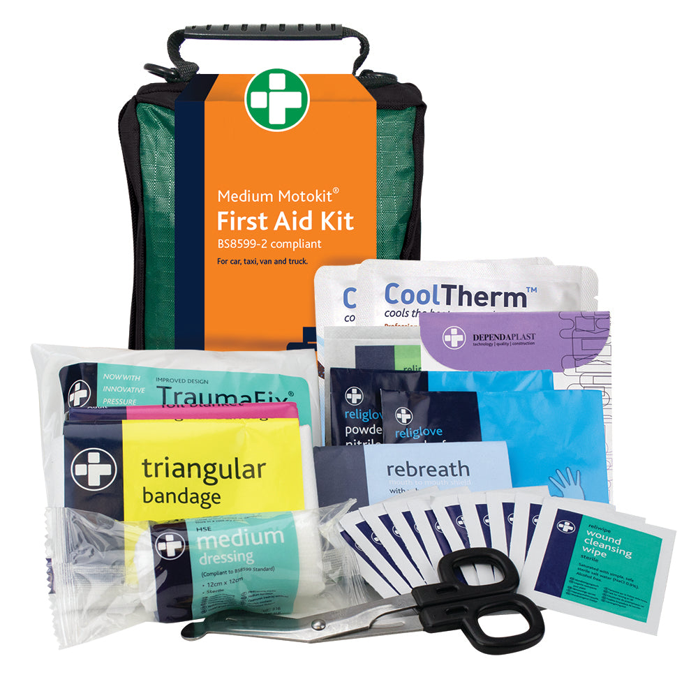 Motokit BS8599-2 First Aid Kit - Medium - Stockholm Bag - Green - G&M Medical Supply