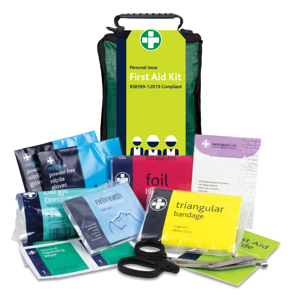 Workplace BS8599-1 First Aid Kit - Personal Issue - Helsinki Bag - One Size - Green - G&M Medical Supply