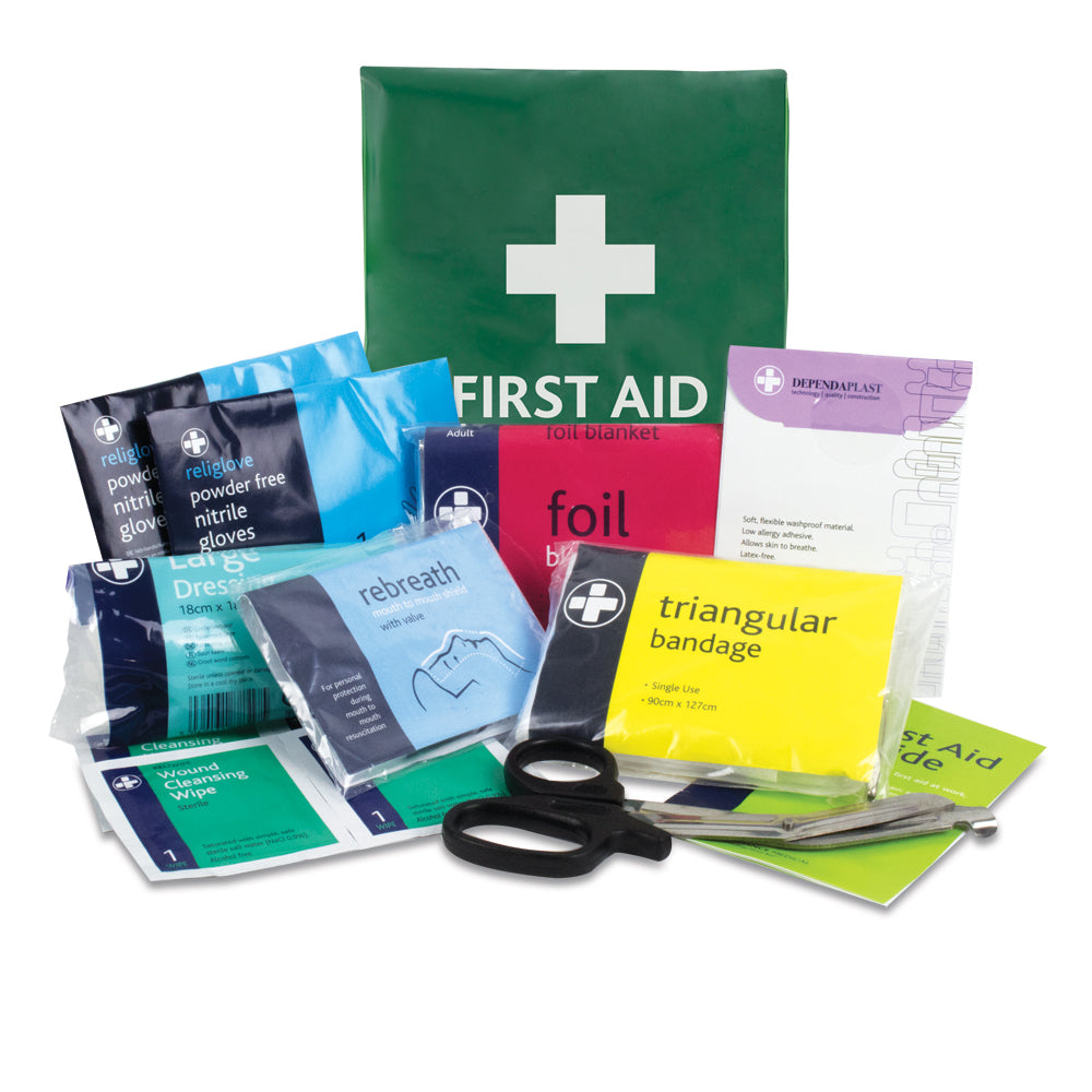 Workplace BS8599-1 First Aid Kit - Personal Issue - Vinyl Pouch - One Size - Green - G&M Medical Supply