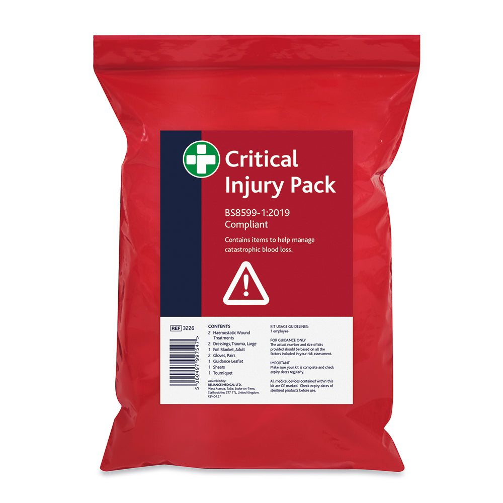 BS8599-1:2019 Critical Injury Pack - Red Poly Bag - G&M Medical Supply