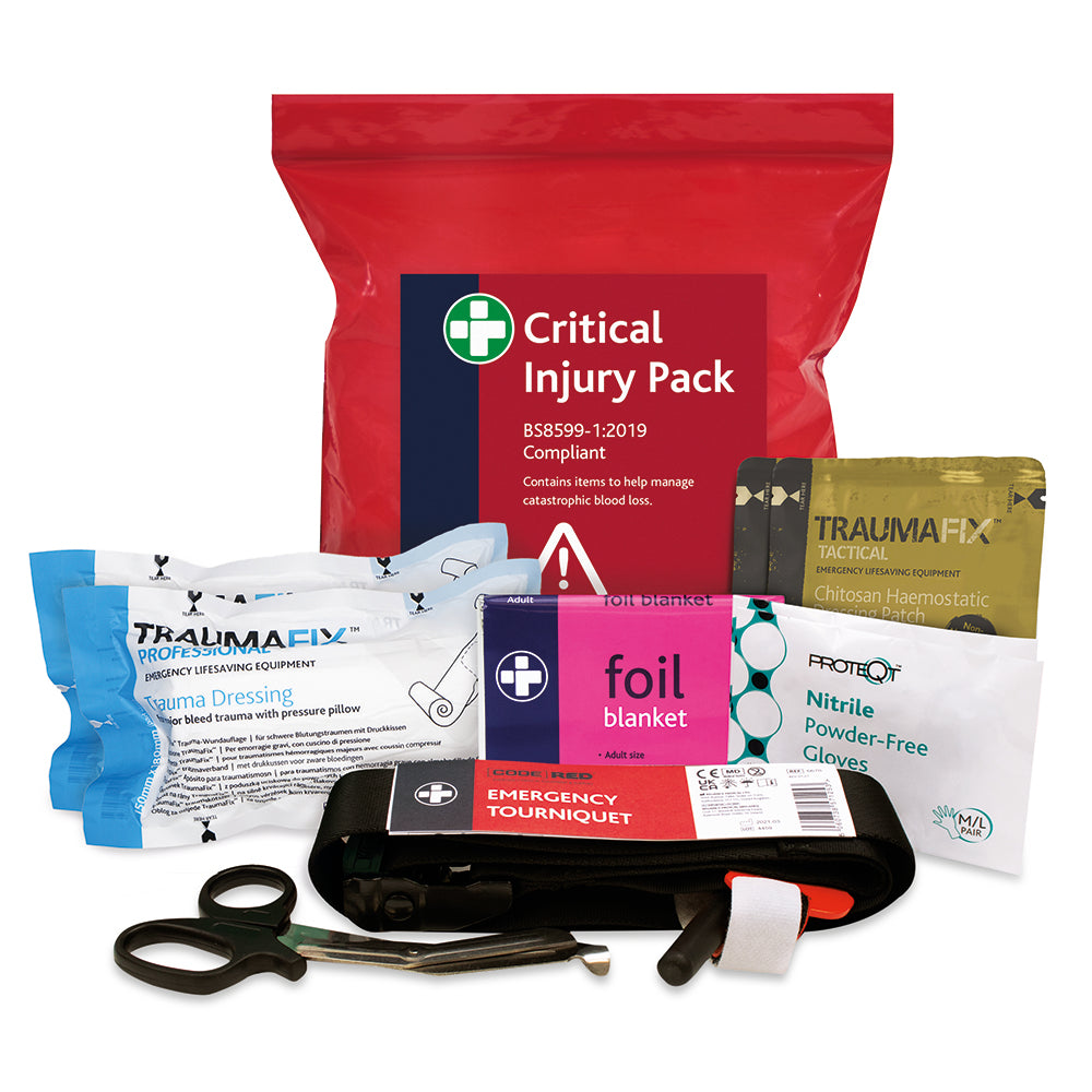 BS8599-1:2019 Critical Injury Pack - Red Poly Bag - G&M Medical Supply