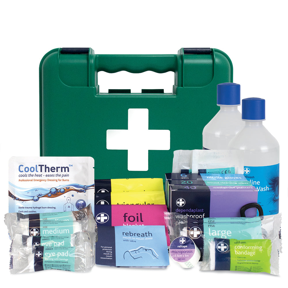 Workplace BS8599-1 First Aid & Eye Wash Kit - Small - Titan Box - Green - G&M Medical Supply