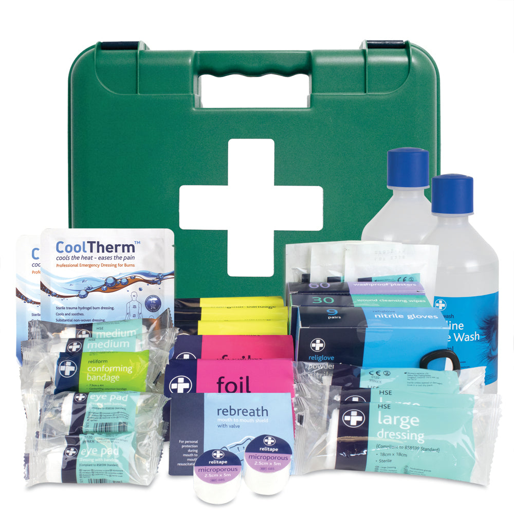 Workplace BS8599-1 First Aid & Eye Wash Kit - Medium - Titan Box - Green - G&M Medical Supply