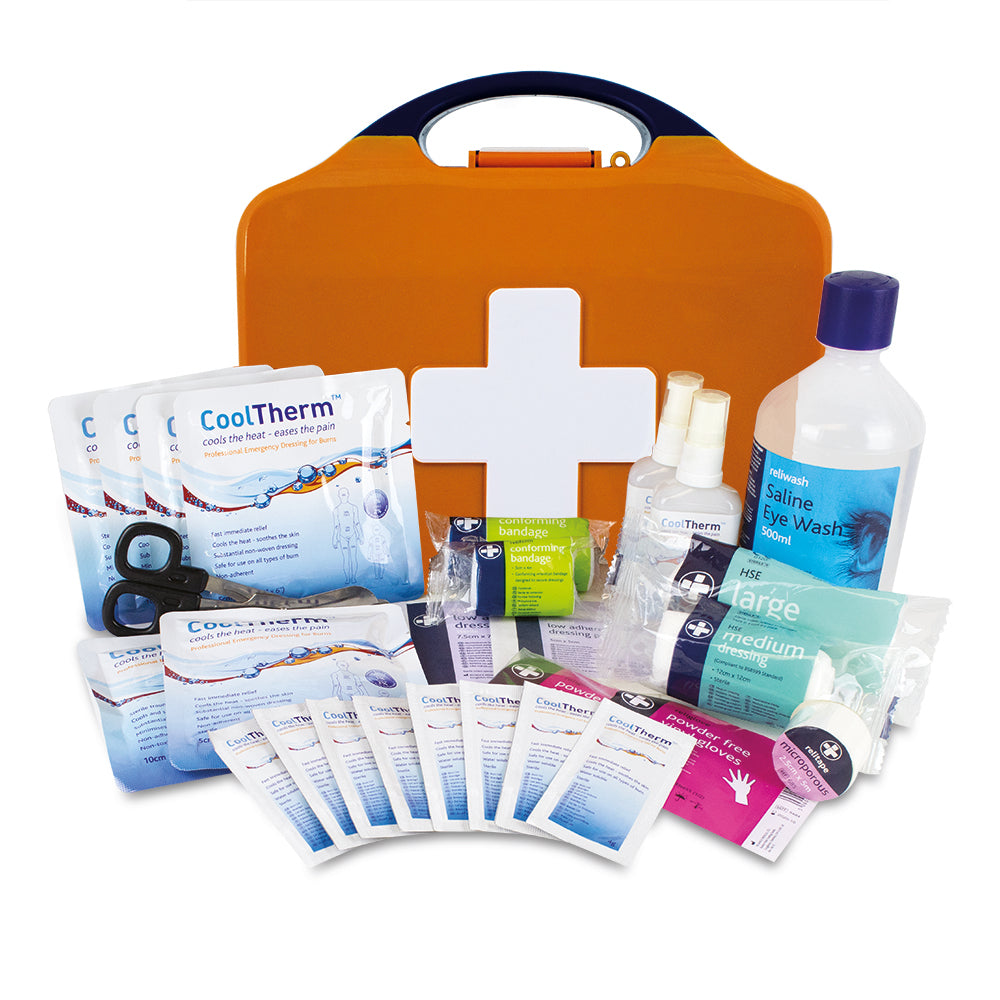 Premium Burns First Aid Kit - Aura3 Box - Medium - Orange - G&M Medical Supply