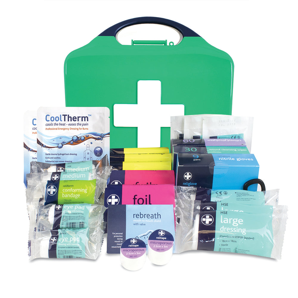 Workplace BS8599-1 First Aid Kit - Medium - Aura3 Glow In The Dark Box - Medium - Green - G&M Medical Supply