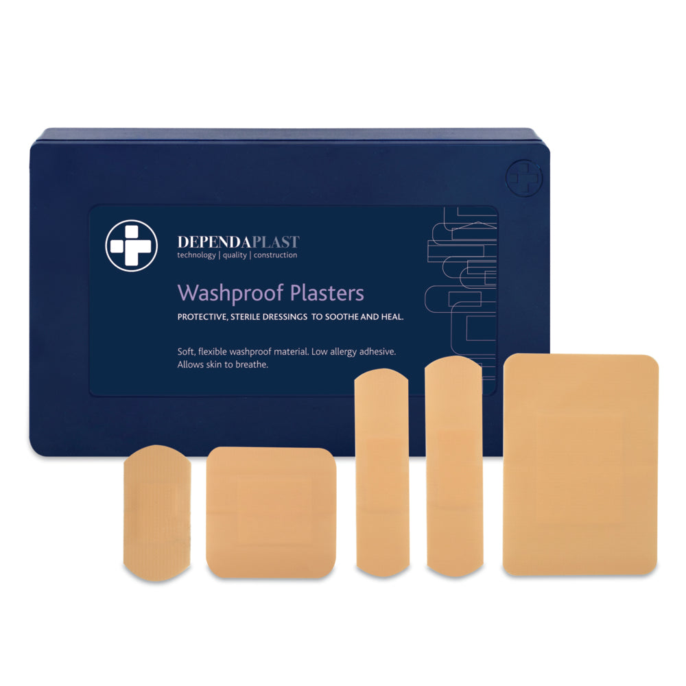 Dependaplast - Washproof Plasters - Assorted - Pale - Plastic Box of 120 - G&M Medical Supply