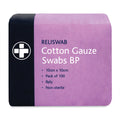 Reliswab Cotton Gauze Swabs BP - 8 Ply - 10cm x 10cm - Pack of 100 - G&M Medical Supply