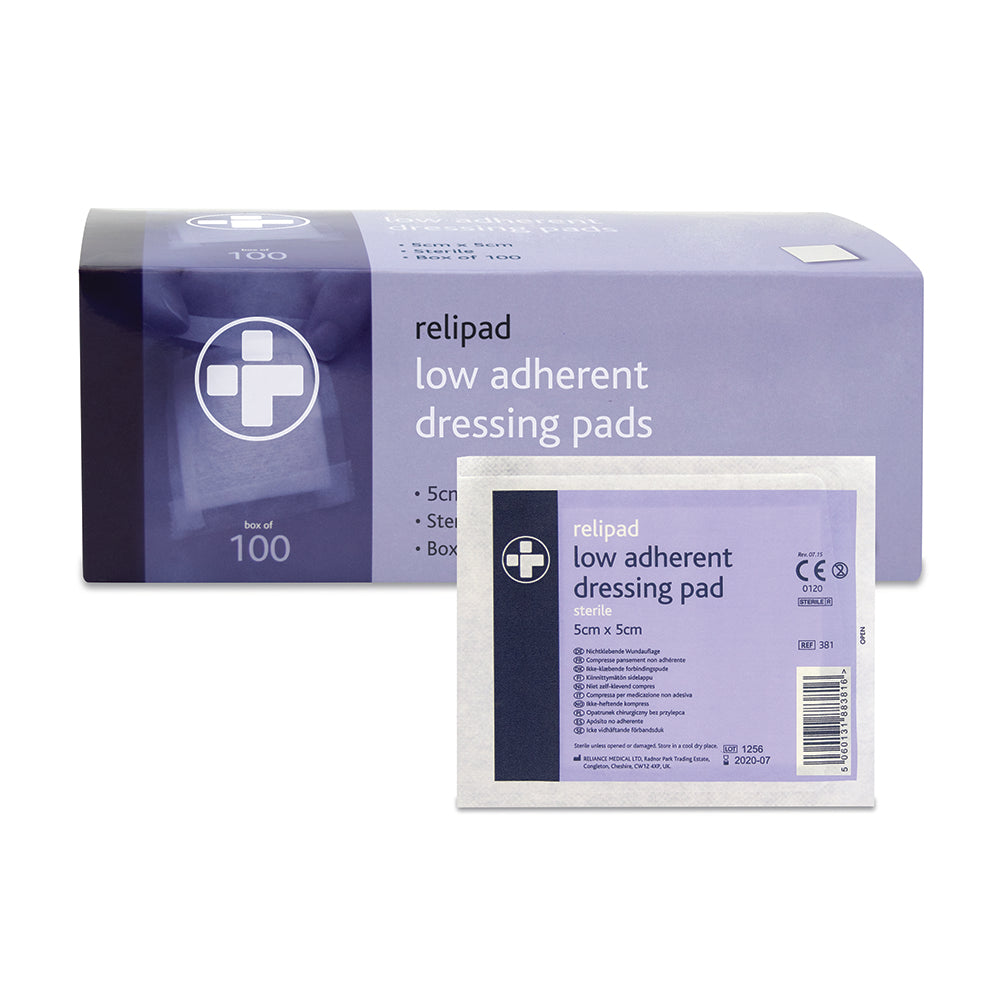 Relipad Low Adherent Dressing Pads - 5cm x 5cm - G&M Medical Supply