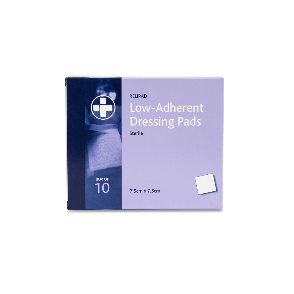 Relipad Low Adherent Dressing Pads - 7.5cm x 7.5cm - Box of 10 - G&M Medical Supply