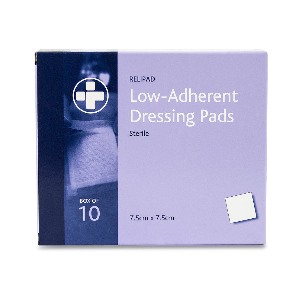 Relipad Low Adherent Dressing Pads - 7.5cm x 7.5cm - Box of 10 - G&M Medical Supply