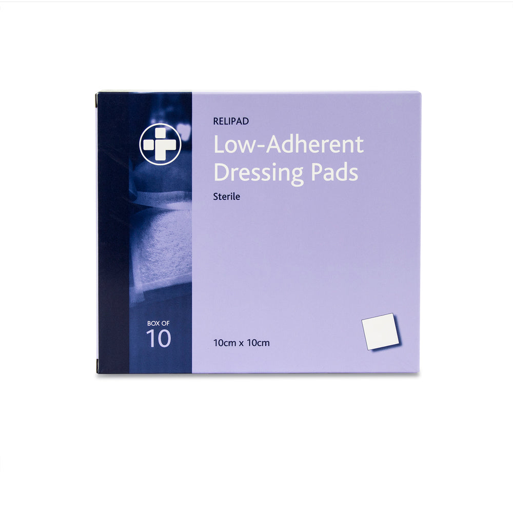 Relipad Low Adherent Dressing Pads - 10cm x 10cm - Box of 10 - G&M Medical Supply