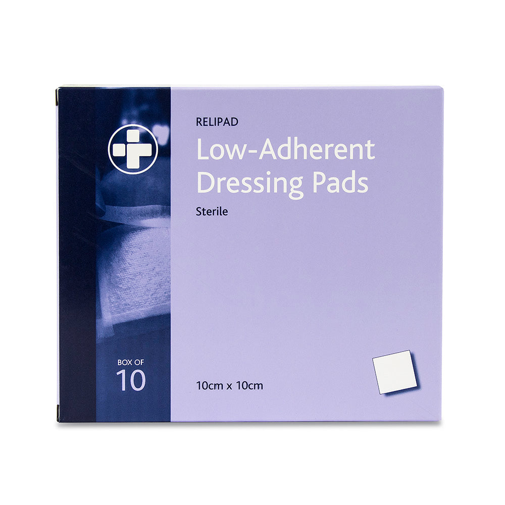 Relipad Low Adherent Dressing Pads - 10cm x 10cm - Box of 10 - G&M Medical Supply