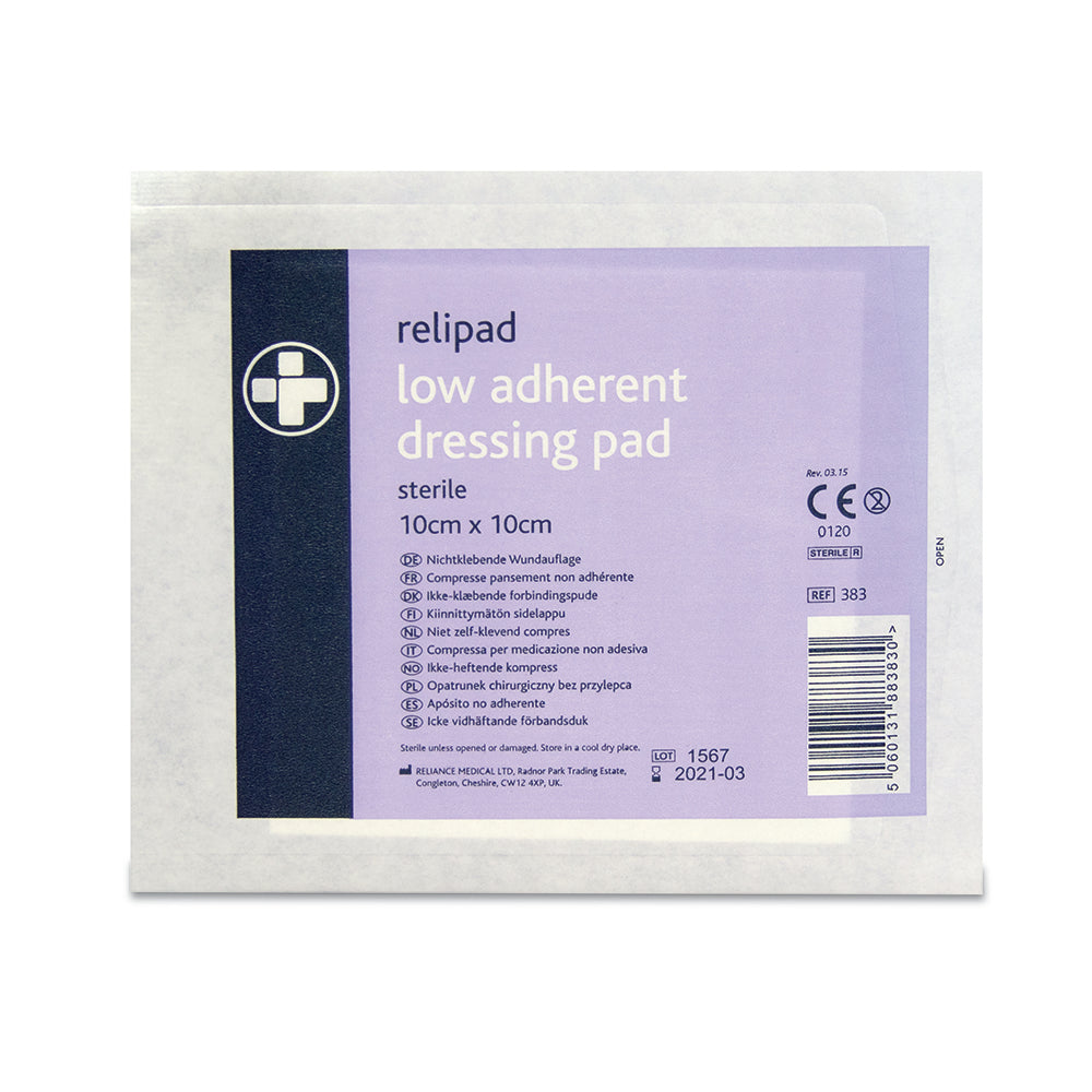 Relipad Low Adherent Dressing Pads - 10cm x 10cm - G&M Medical Supply