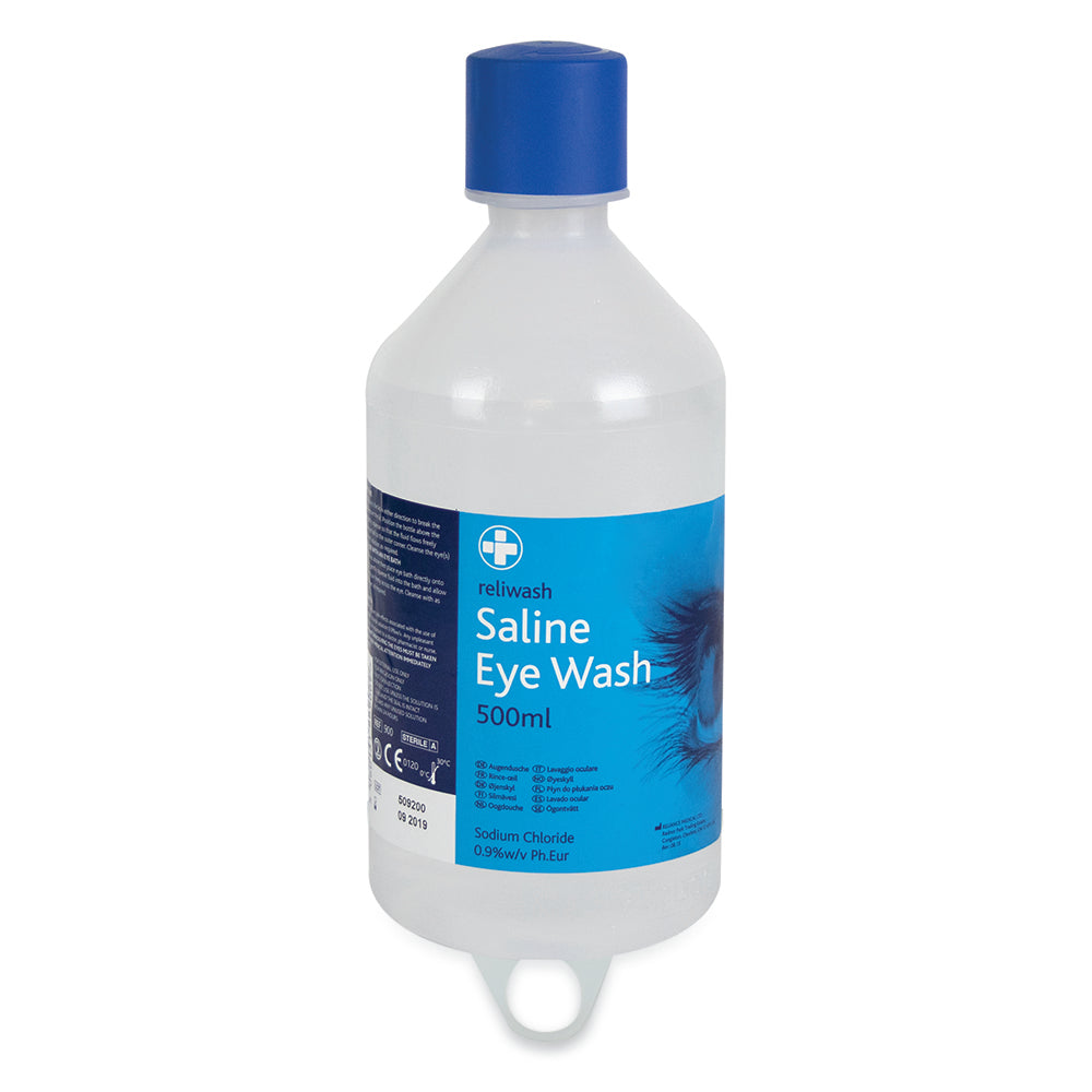 Reliwash Emergency Eye Wash 500ml Sterile - WITH HOOK - G&M Medical Supply