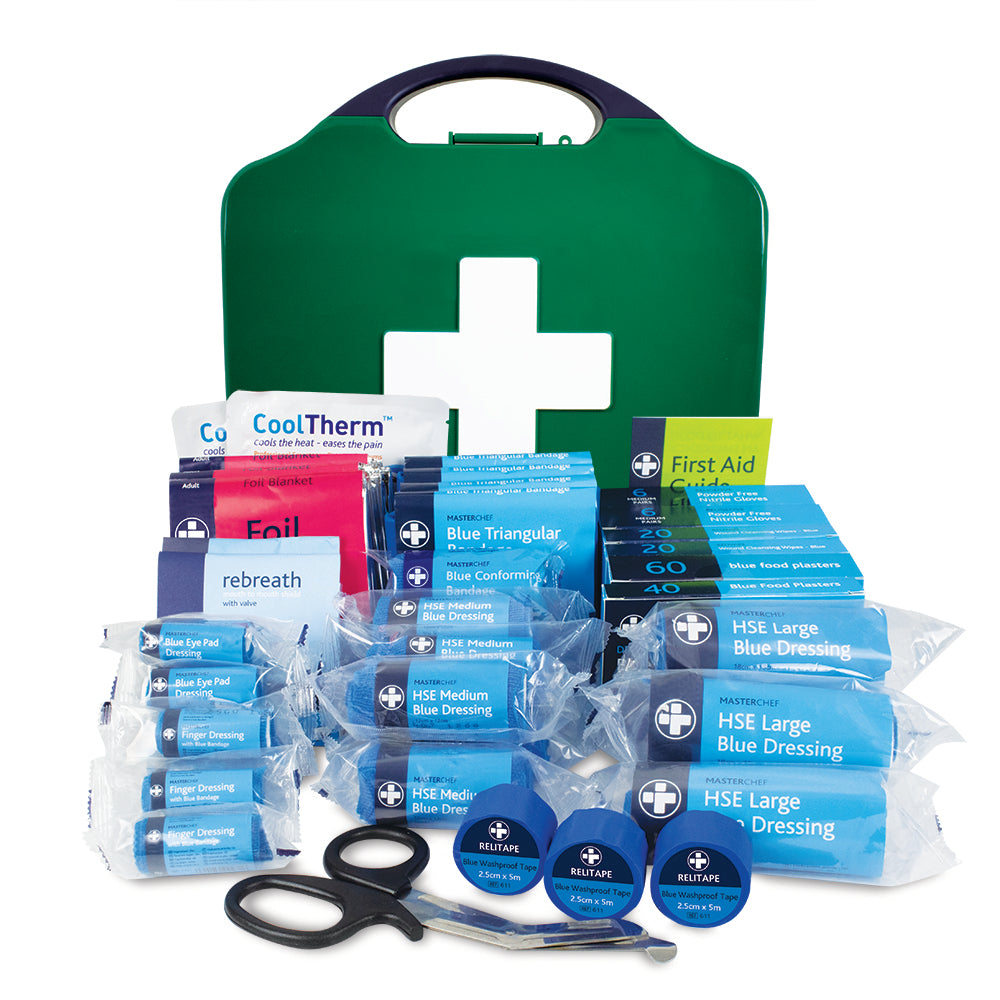 Masterchef Catering BS8599-1 First Aid Kit - Large - Aura3 Box - Large - Green - G&M Medical Supply
