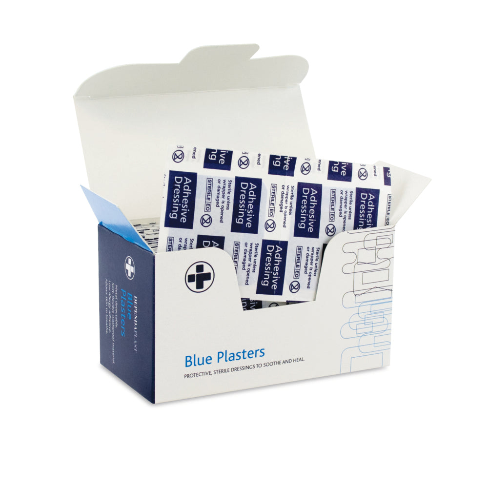 Dependaplast - Metal Detectable Washproof Plasters - 4cm x 2cm - Blue - Box of 100 - G&M Medical Supply