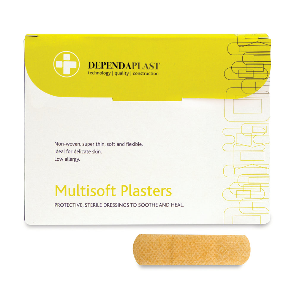 Dependaplast - Multisoft Plasters - 7.5cm x 2.5cm  - Pale - Box of 100 - G&M Medical Supply