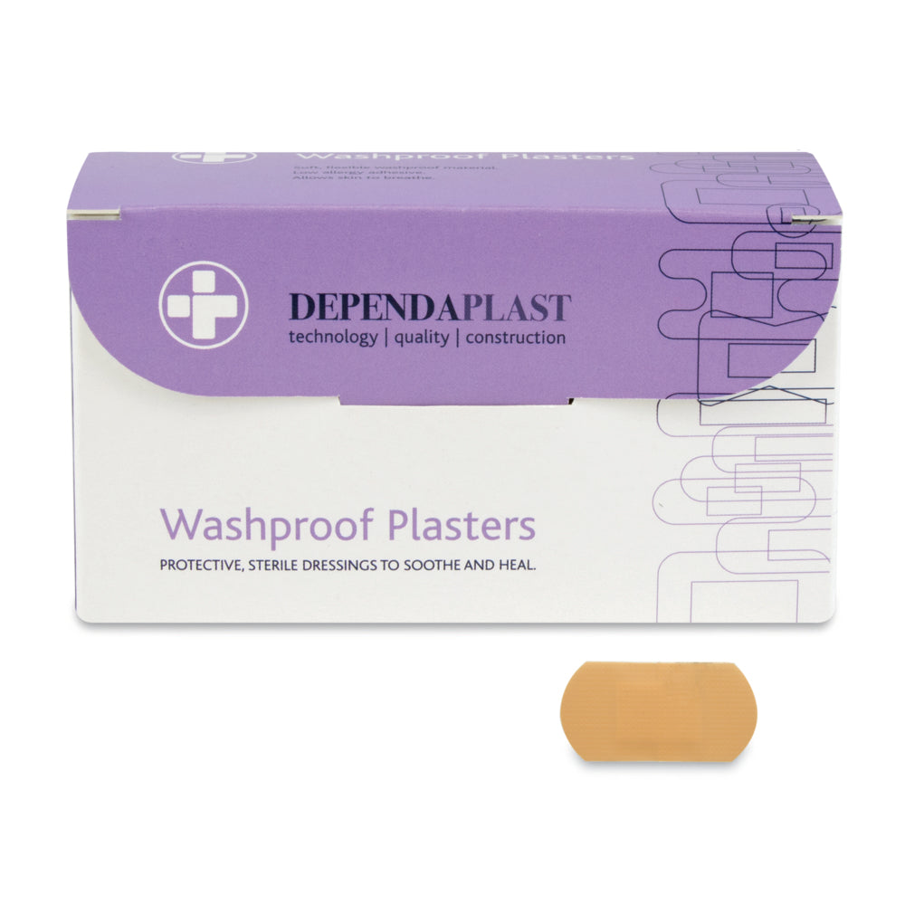 Dependaplast - Washproof Plasters - 4cm x 2cm - Pale - Box of 100 - G&M Medical Supply