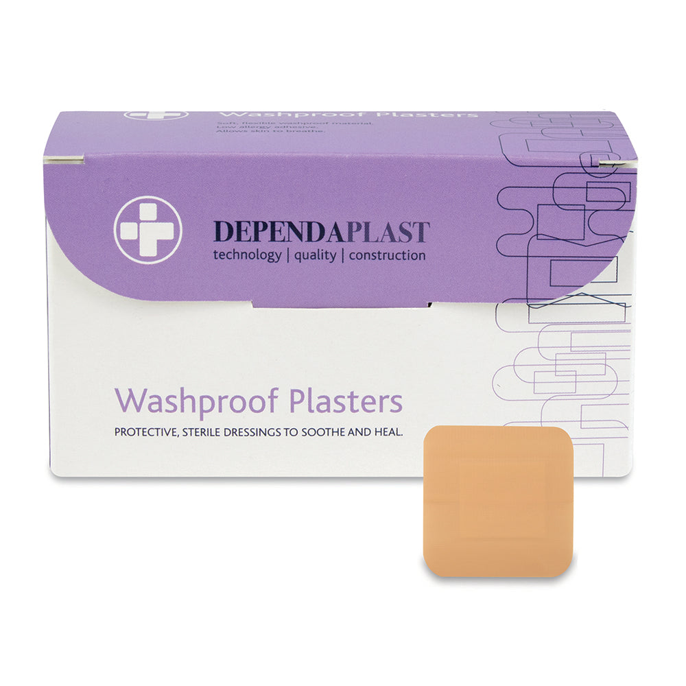 Dependaplast - Washproof Plasters - 4cm x 4cm - Pale - Box of 100 - G&M Medical Supply
