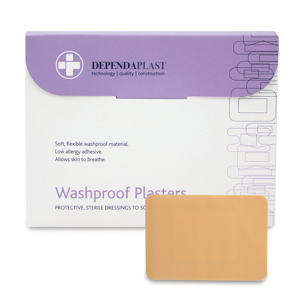 Dependaplast - Washproof Plasters - 7.5cm x 5cm - Pale - Box of 50 - G&M Medical Supply