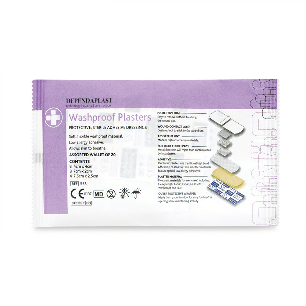 Dependaplast - Washproof Plasters - Assorted - Pale - Wallet of 20 - G&M Medical Supply